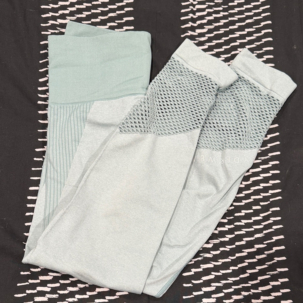 Light Blue Ryderwear Leggings with Mesh Detail